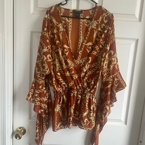Elegant Chain Print Wrap Top